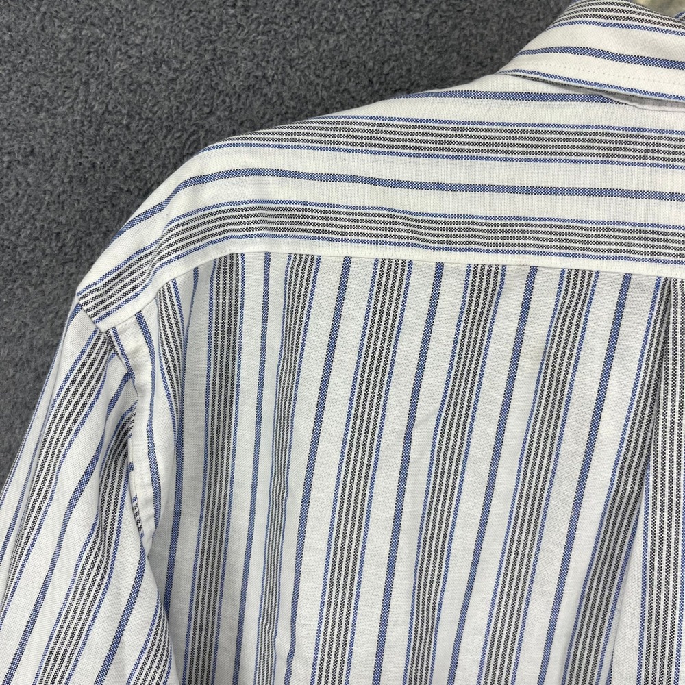The Arrow Company Button Down Mens 17.5 32/33 White Blue Striped Oxford Shirt - Picture 13 of 15
